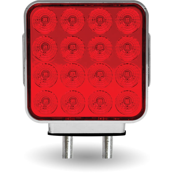 Double Face Square Chrome Reflector Amber / Red 38 LED Light