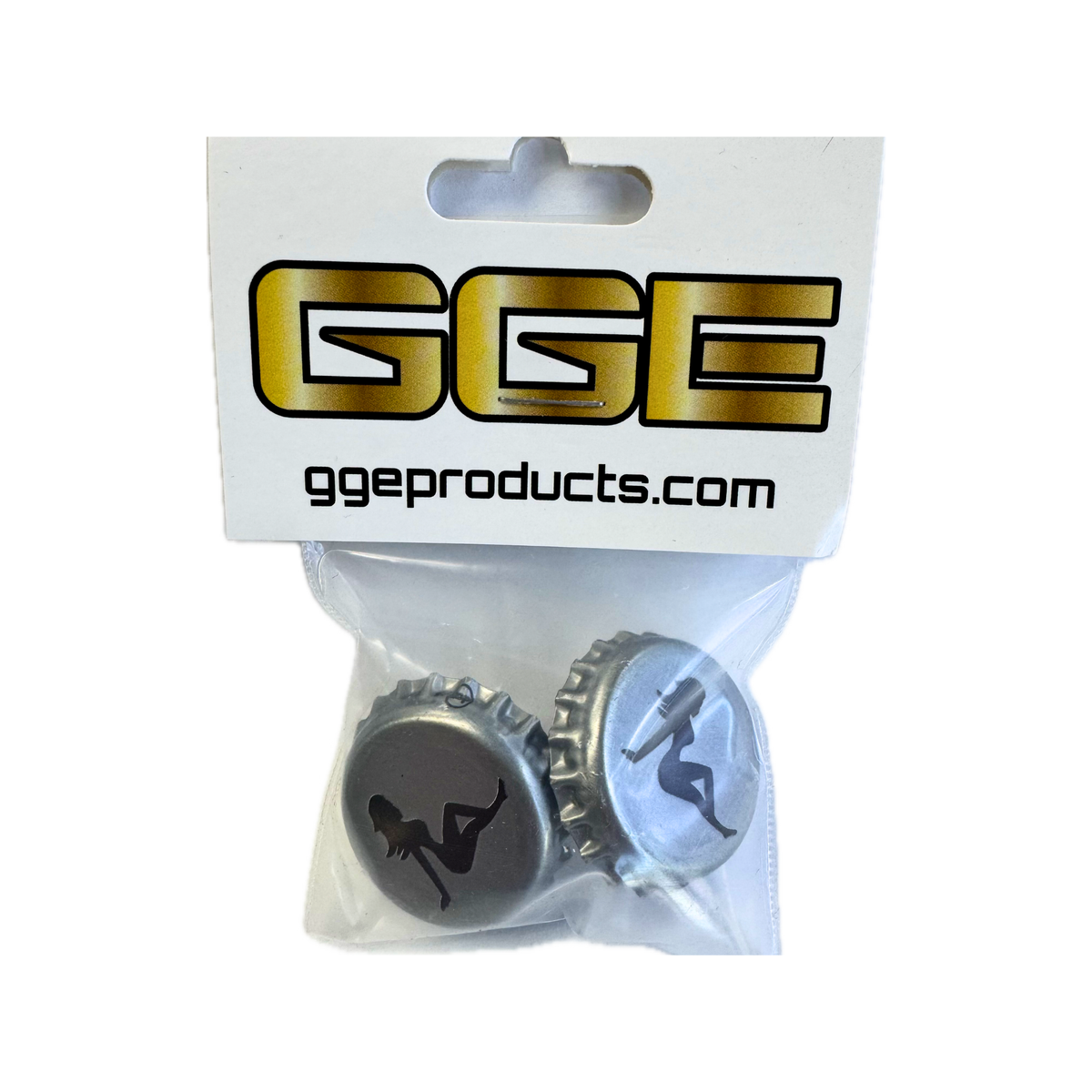 Bottle Cap Valve Stem Cap – Mudflap Girl Silver | GGE Products