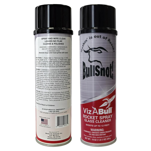 BullSnot VizABull Rocket Spray Glass Cleaner | 19 oz Streak-Free Shine | Brown Ox Ventures
