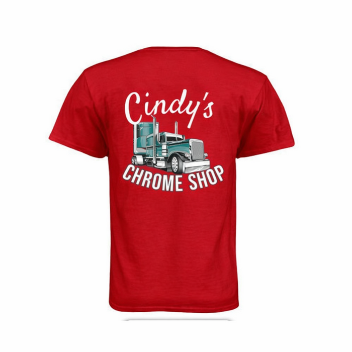 Cindy’s Chrome Shop Logo Short Sleeve T Shirt Red | The New Vernon Truck Wash