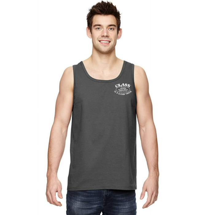 Cindy’s Chrome Shop Men’s Screen Printed Tank Top Dark Grey | The New Vernon Truck Wash
