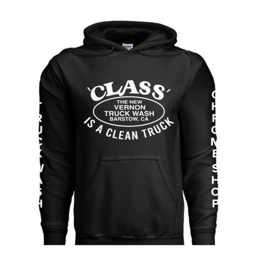 Class Is a Clean Truck Pullover Hoodie | Black | The New Vernon Truck Wash