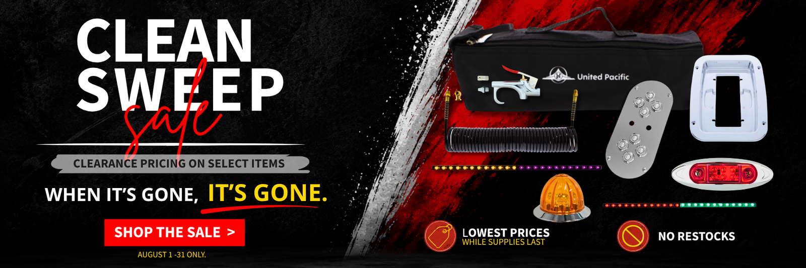 Clean Sweep Sale with up to 62% off select semi truck parts and accessories while supplies last.