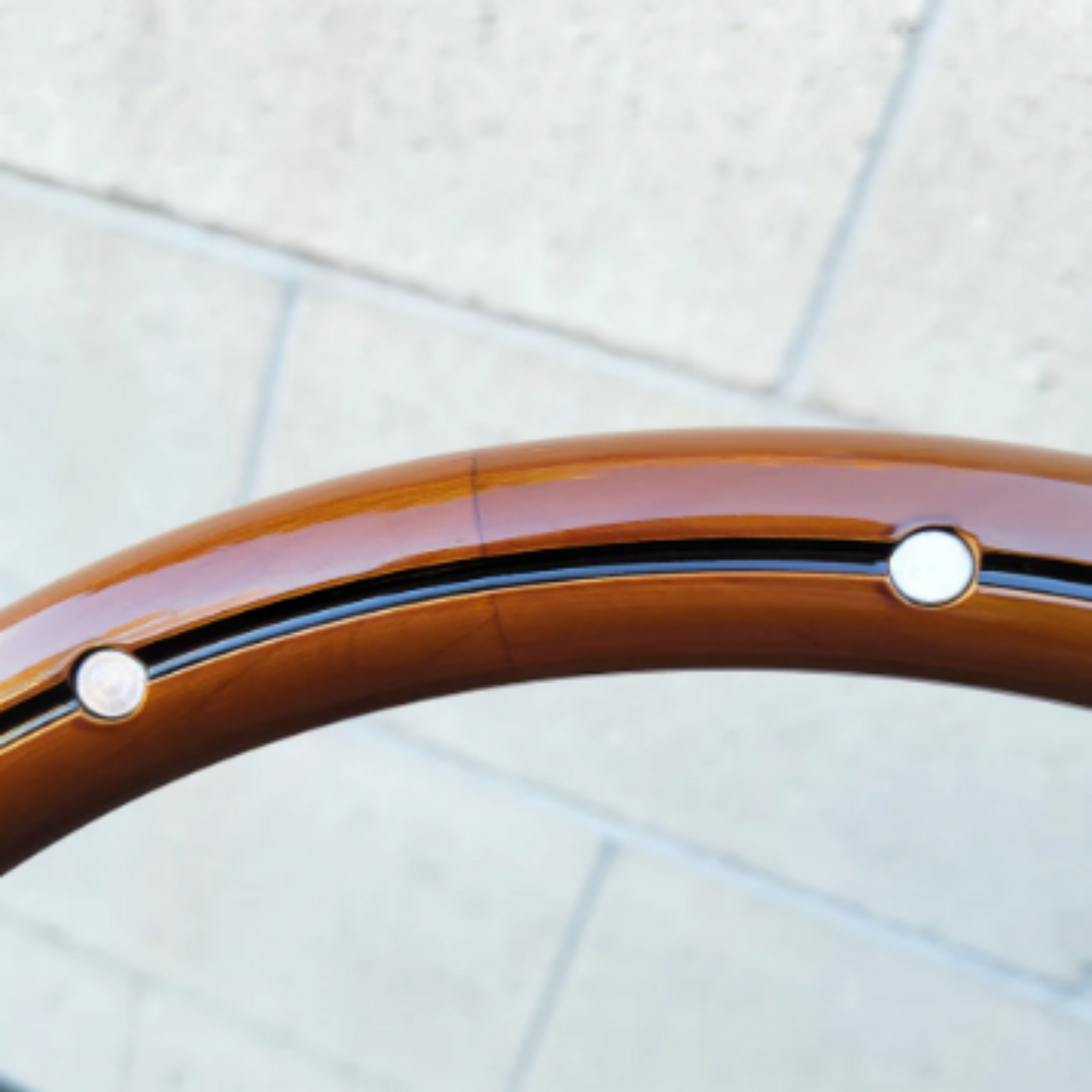 Forever Sharp 14 Inch Half Wrap Replacement Steering Wheel Outer Ring | Mahogany Burn with Aluminum Rivets | Forever Sharp