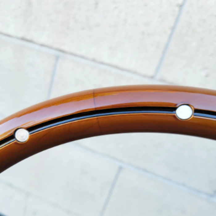 Forever Sharp 14 Inch Half Wrap Replacement Steering Wheel Outer Ring | Mahogany Burn with Aluminum Rivets | Forever Sharp