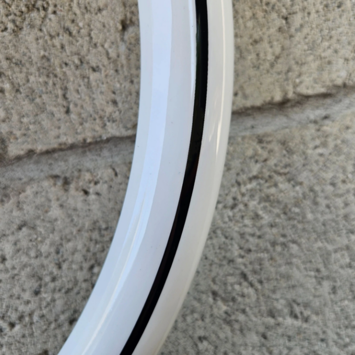 Forever Sharp 14 Inch Half Wrap Replacement Steering Wheel Outer Ring | White Hydro Dipped with Black Stripe | Forever Sharp