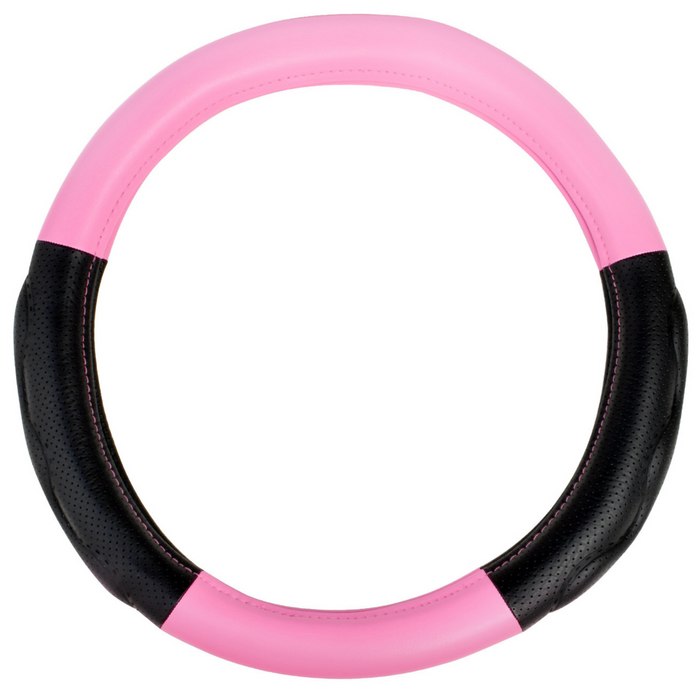 18” Steering Wheel Cover | High Quality PVC | Matte Pink with Black Comfort Pads | Grand General