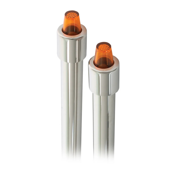 1" Bumper Guide with Amber Plastic Cap | Stainless Steel Pipes with Chrome Steel Clamps | Grand General