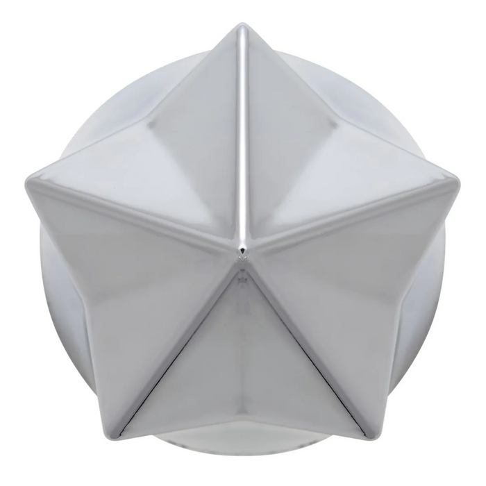 3-1/2" Pointed Star Thread-On Lug Nut Cover (33mm Base) | Chrome Plastic | Grand General
