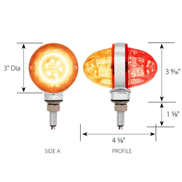 Double Face Watermelon Pedestal Light | 3" | Amber/Red | Grand General
