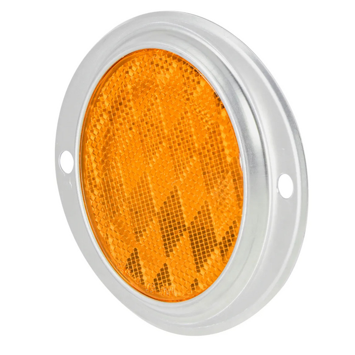 3" Round Reflector with Aluminum 2 Hole Screw Mount Base | Amber | Grand General