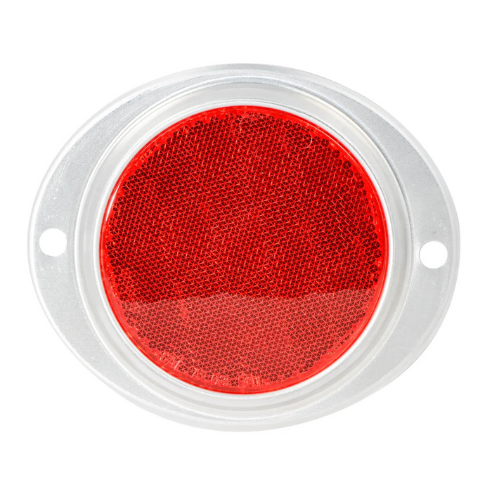 3" Round Reflector with Aluminum 2 Hole Screw Mount Base | Red | Grand General