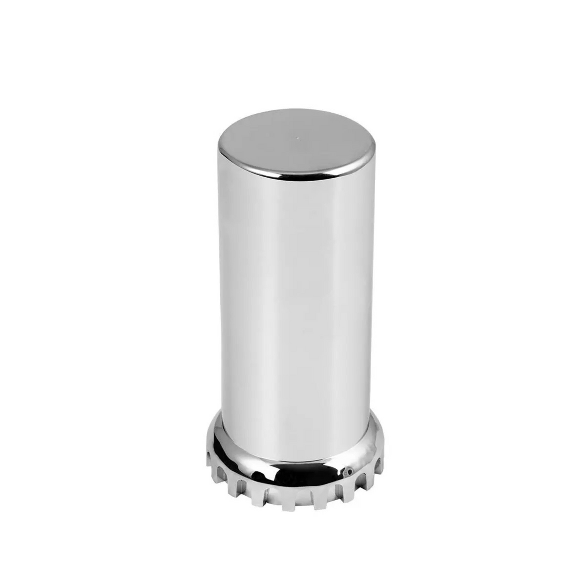 4-3/8" Chrome Plastic Thread-On Flat Top Tube Lug Nut Cover with Lock Flange (33mm Base) | Grand General