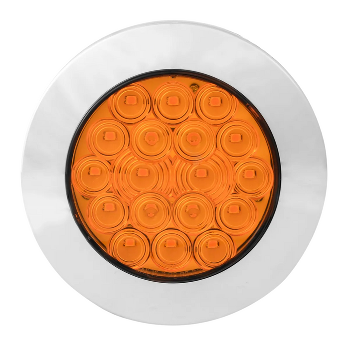 Fleet Flange Mount LED Light with Chrome Bezel | 4" | Amber/Amber | Grand General