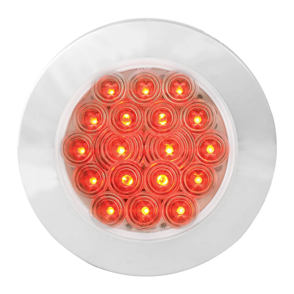 Fleet Flange Mount LED Light with Chrome Bezel | 4" | Red/Clear | Grand General