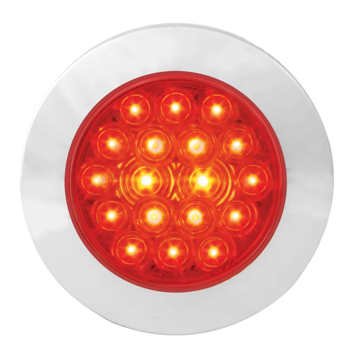 Fleet Flange Mount LED Light with Chrome Bezel | 4" | Red/Red | Grand General