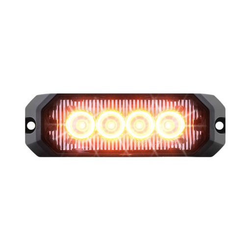 LED Strobe Light 4" | Sealed Lens with Aluminum Housing | Amber/Clear | Grand General
