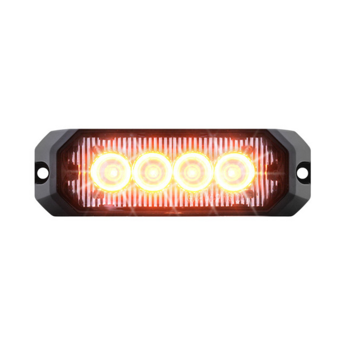 LED Strobe Light 4" | Sealed Lens with Aluminum Housing | Amber/Clear | Grand General