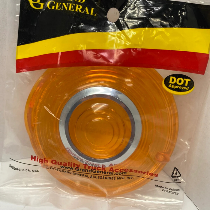 4" Plastic Lens with Chrome Rim | Amber | Grand General