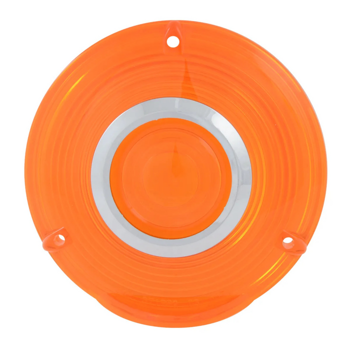 4" Plastic Lens with Chrome Rim | Amber | Grand General