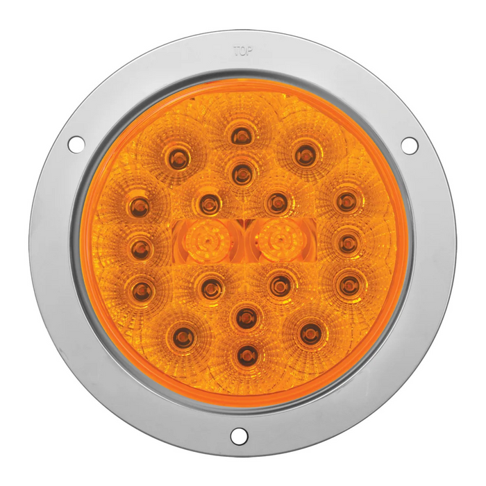 4" Spyder LED Light with Stainless Steel Flange Mount Bezel | Amber/Amber | Grand General