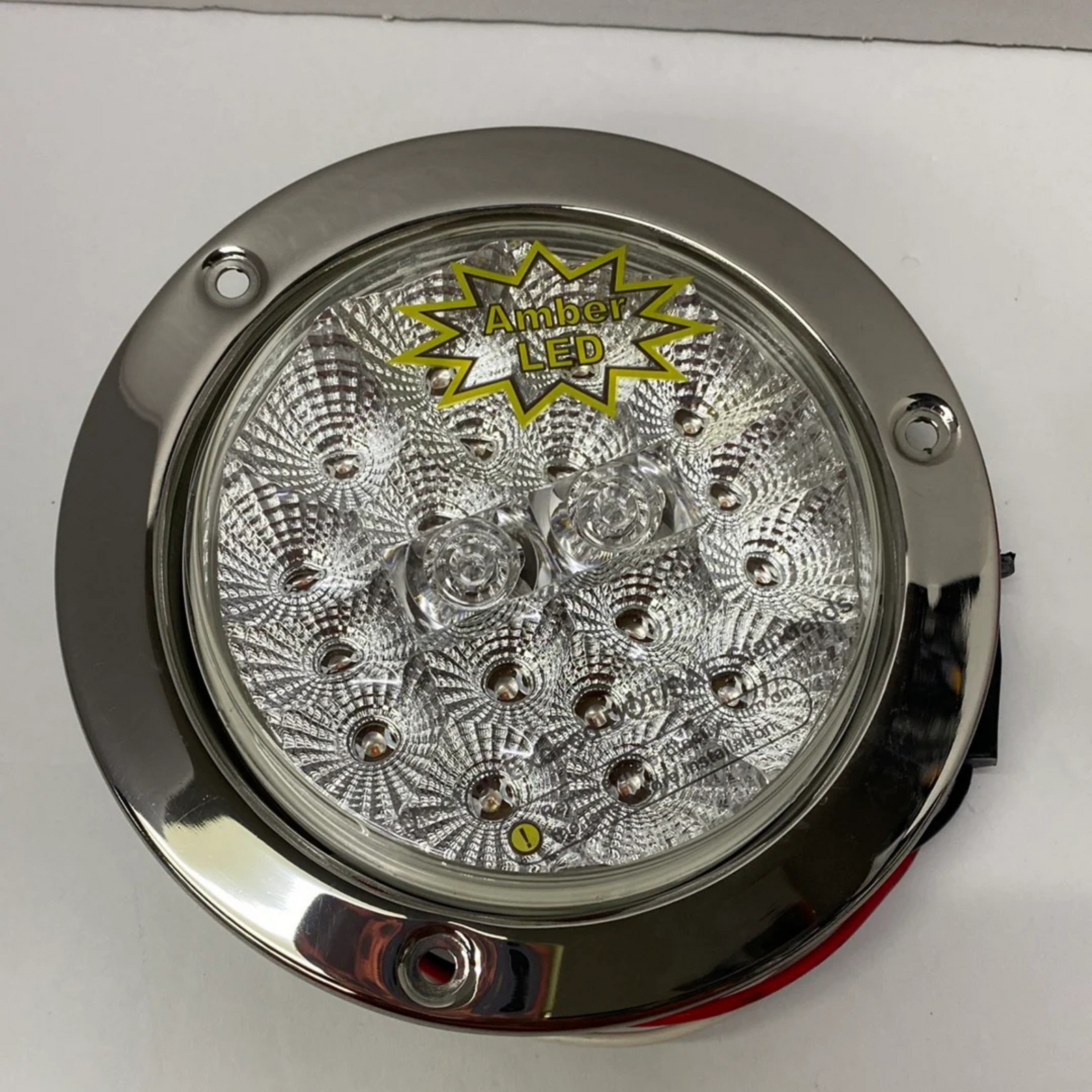 4" Spyder LED Light with Stainless Steel Flange Mount Bezel | Amber/Amber | Grand General