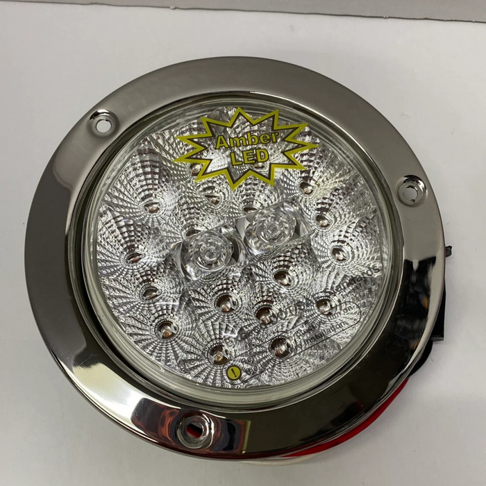 4" Spyder LED Light with Stainless Steel Flange Mount Bezel | Amber/Clear | Grand General