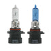 A Pair of #9005XS Halogen Replacement Bulbs. One with clear glass, the other with icy blue.