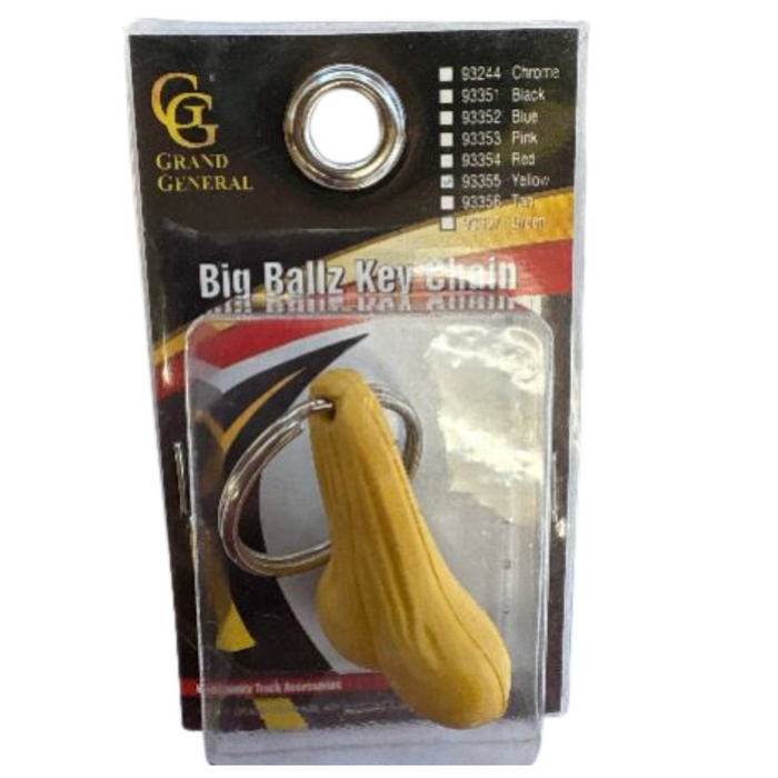 "Big Ballz" Yellow Rubber Ball Key Chain | Grand General
