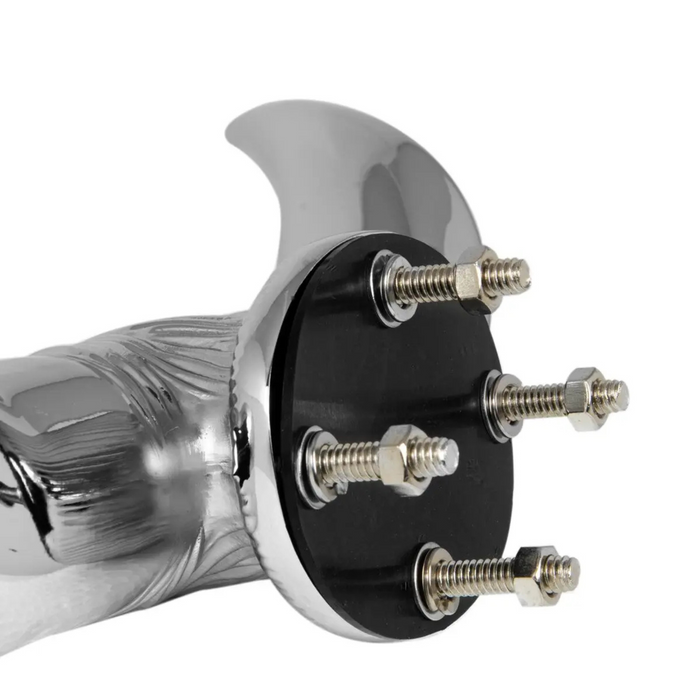 Bull Horn Hood Ornament with Base | Chrome - Grand General