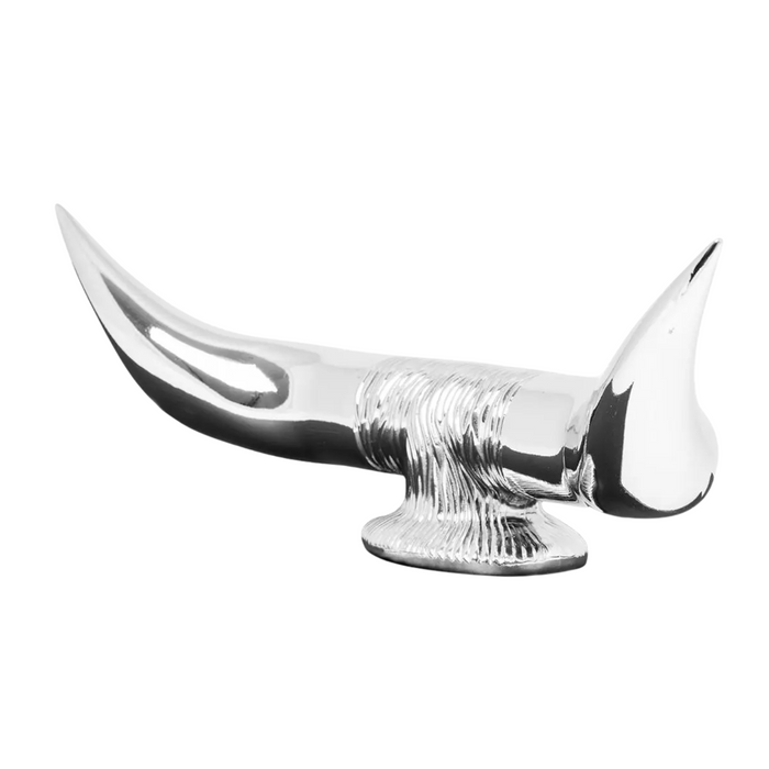 Bull Horn Hood Ornament with Base | Chrome - Grand General