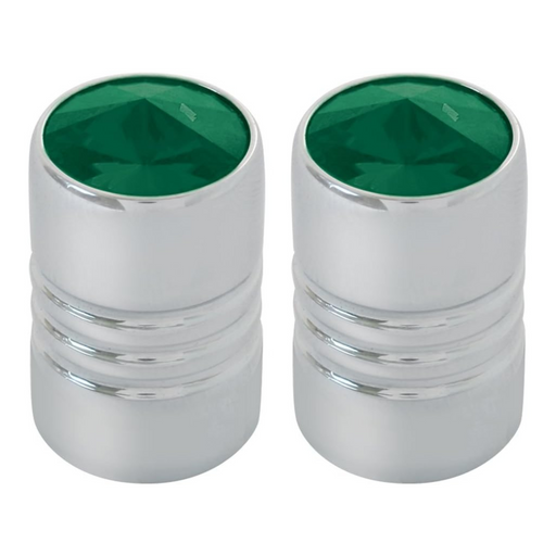 Chrome Aluminum Tire Valve Stem Cap | Green Crystal | Grand General