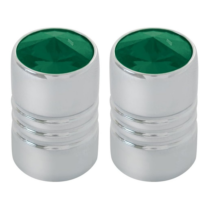 Chrome Aluminum Tire Valve Stem Cap | Green Crystal | Grand General