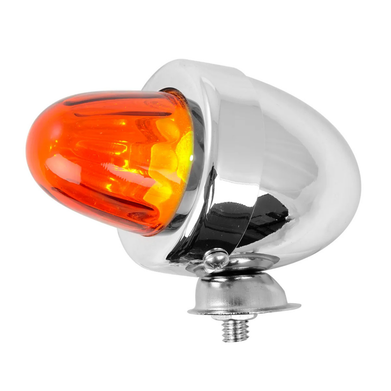 Chrome Bullet Marker Light with Glass Lens | Red | Grand General