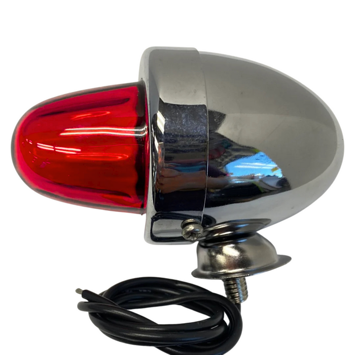 Chrome Bullet Marker Light with Glass Lens | Red | Grand General