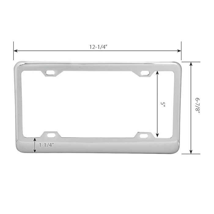 Chrome License Plate Frame | Wide Bottom | 4 Holes | Grand General