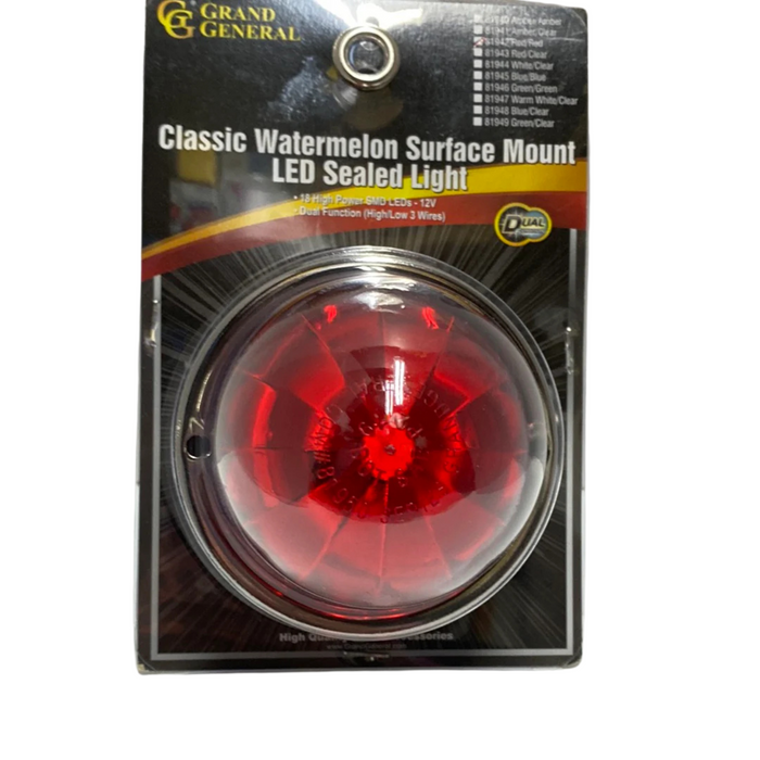Classic Watermelon Surface Mount LED Turn/Marker Sealed Light | Red/Red | Grand General
