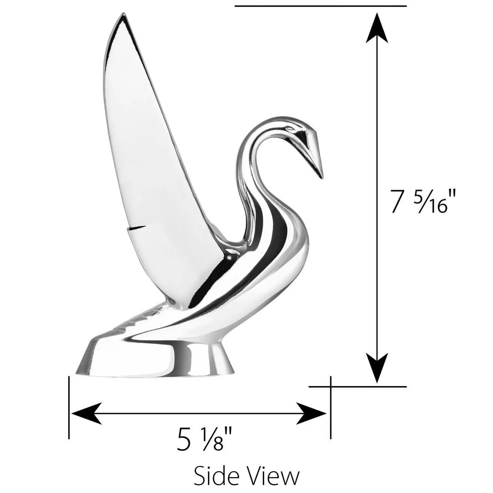 Deluxe Swan Hood Ornament with Vintage Style Wings | Chrome Deluxe | Grand General