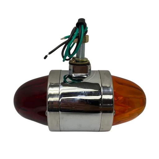 Double Face Chrome Die Cast Pedestal Light with Glass Lens | Dark Amber/Red | Grand General
