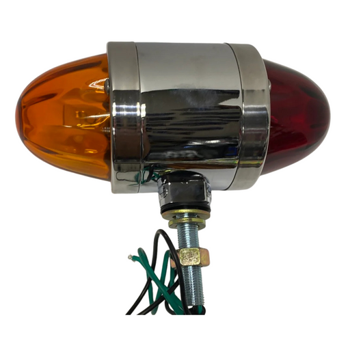 Double Face Chrome Die Cast Pedestal Light with Glass Lens | Dark Amber/Red | Grand General