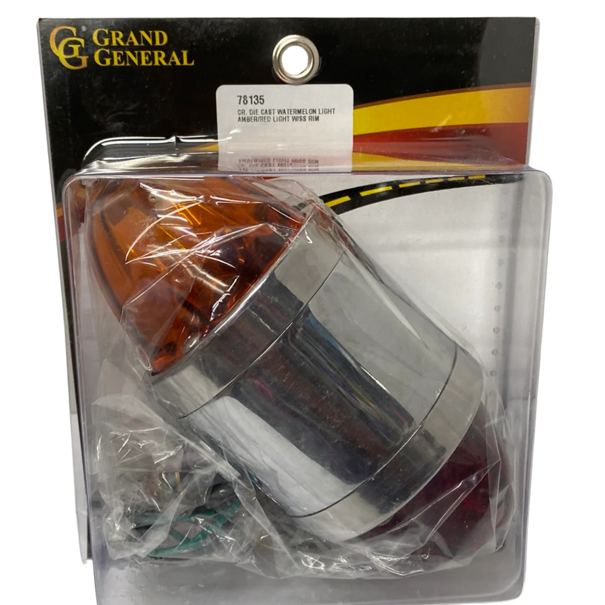 Double Face Chrome Die Cast Pedestal Light with Glass Lens | Light Amber/Red | Grand General