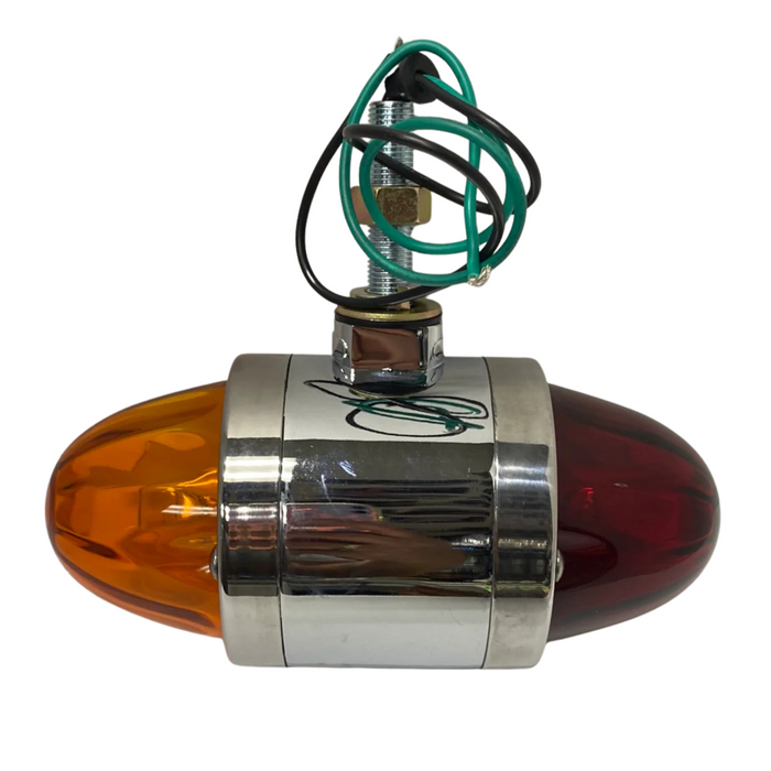 Double Face Chrome Die Cast Pedestal Light with Glass Lens | Light Amber/Red | Grand General