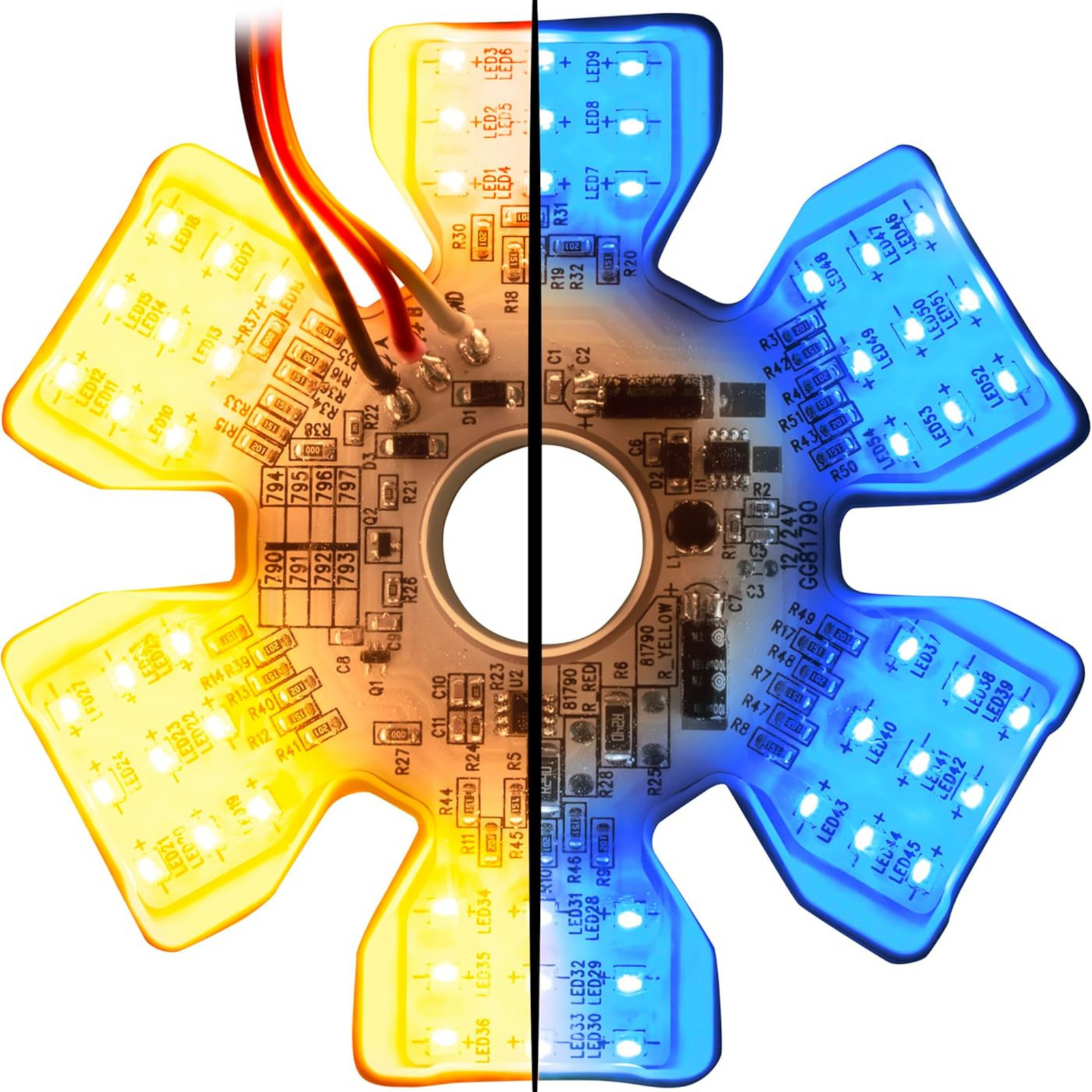 Dual Color Ultra Thin Hex Air Cleaner Light | Amber/Red | Grand General