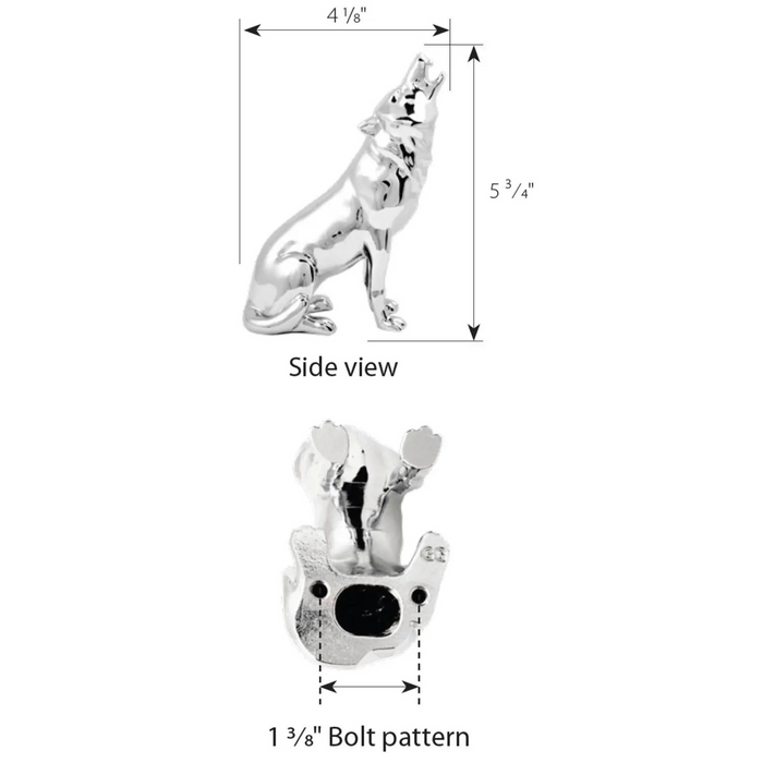 Howling Wolf Hood Ornament Chrome Dimensions | Grand General