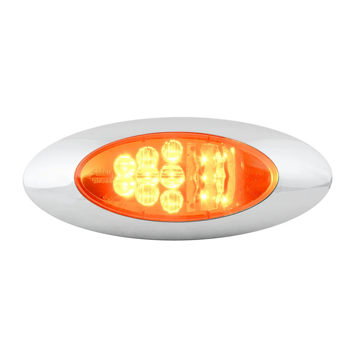 Oval Spyder Y2K LED Side Marker / Clearance &amp; Turn Light with Snap-On Chrome Bezel | Amber/Amber | Grand General