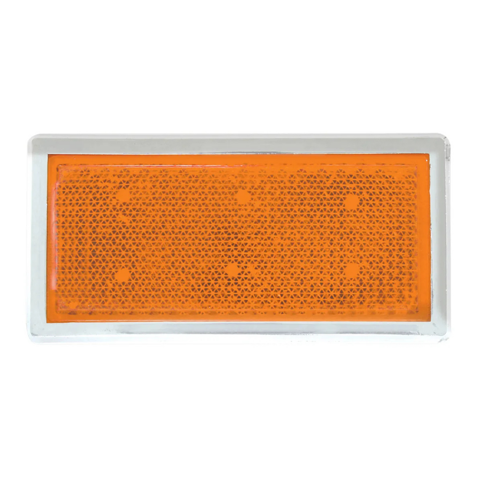 Rectangular Stick-On Reflector with Chrome Plastic Trim | Red | Grand General