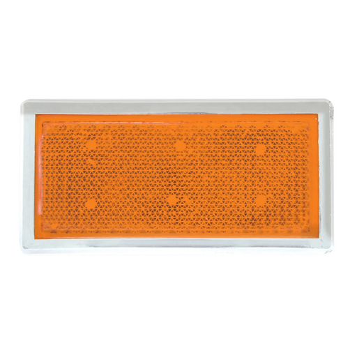Rectangular Stick-On Reflector with Chrome Plastic Trim | Amber | Grand General
