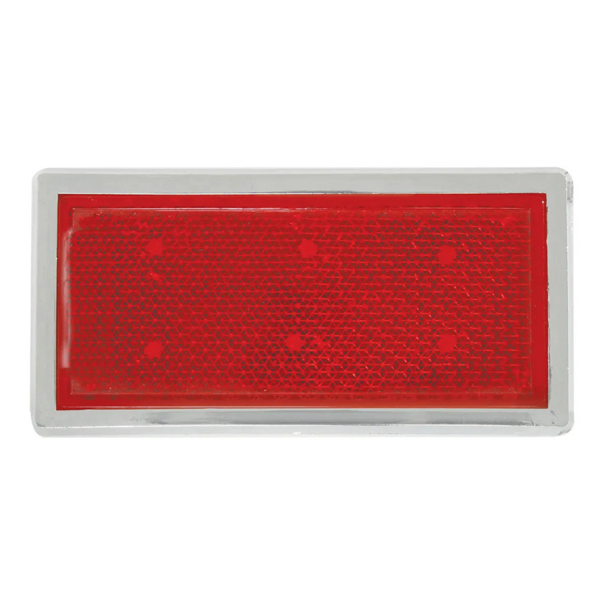 Rectangular Stick-On Reflector with Chrome Plastic Trim | Red | Grand General