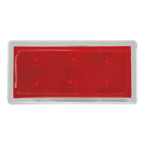 Rectangular Stick-On Reflector with Chrome Plastic Trim | Red | Grand General