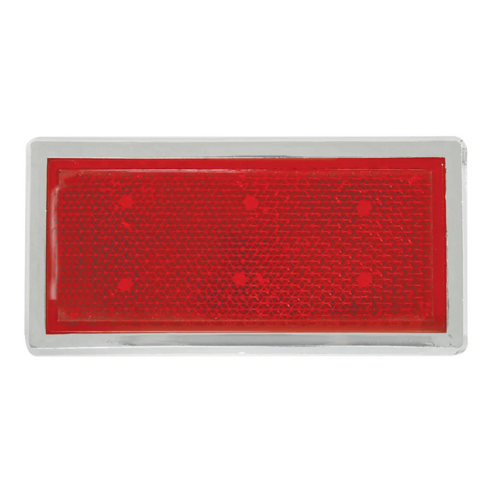Rectangular Stick-On Reflector with Chrome Plastic Trim | Red | Grand General